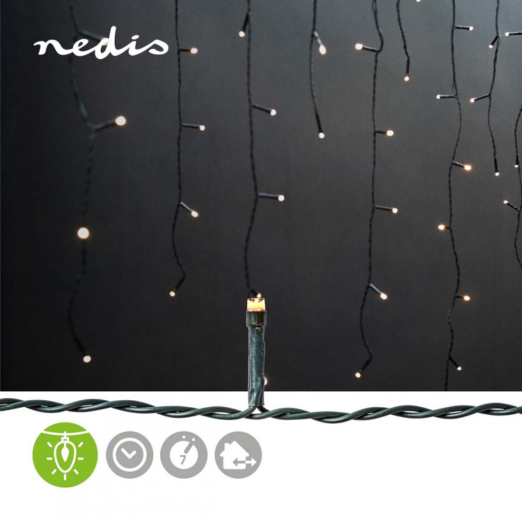 Nedis Dekorativa Istapps ljus | 180 LED\'s | Varm Vit | 5.90 m | Ljuseffekter: 7 | Strömadapter