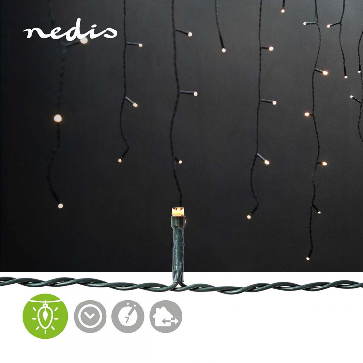 Nedis Dekorativa Istapps ljus | 360 LED\'s | Varm Vit | 9.00 m | Ljuseffekter: 7 | Strömadapter Nedis Dekorativa Istapps ljus | 360 LED\'s | Varm Vit | 9.00 m | Ljuseffekter: 7 | Strömadapter