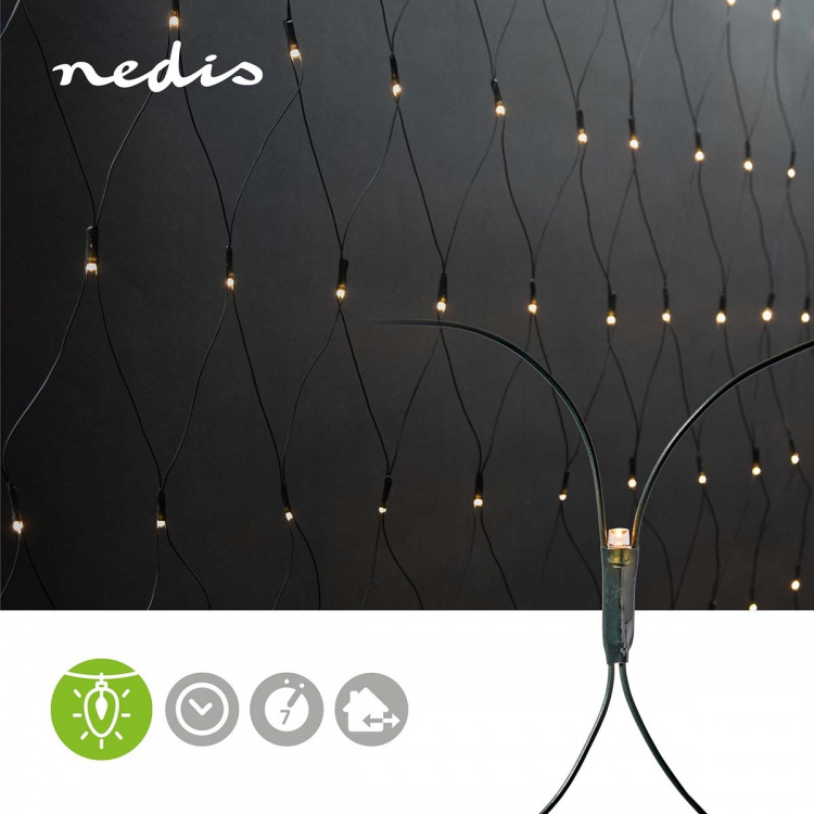 Nedis Dekorativa Nätljus | Varm Vit | 320 LED\'s | 3 x 1.5 m | Ljuseffekter: 7 | Inomhus eller Utomhus | Strömadapter Nedis Dekorativa Nätljus | Varm Vit | 320 LED\'s | 3 x 1.5 m | Ljuseffekter: 7 | Inomhus eller Utomhus | Strömadapter