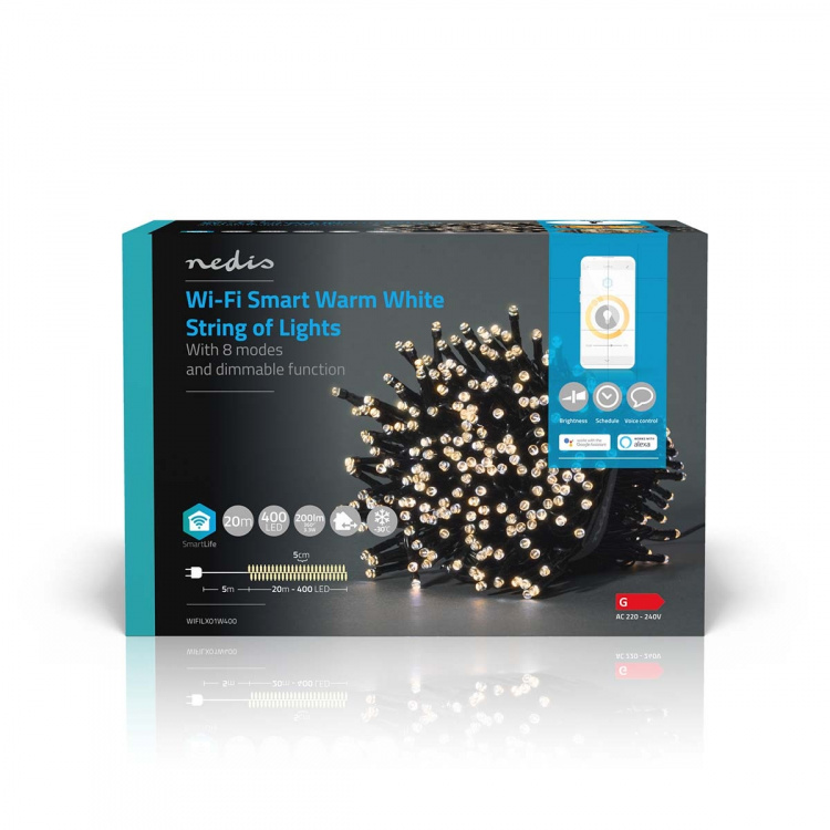Nedis SmartLife Julbelysning | Sträng | Wi-Fi | Varm Vit | 400 LED\'s | 20.0 m | Android™ / IOS Nedis SmartLife Julbelysning | Sträng | Wi-Fi | Varm Vit | 400 LED\'s | 20.0 m | Android™ / IOS