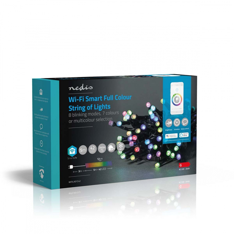 Nedis SmartLife Julbelysning | Sträng | Wi-Fi | RGB | 42 LED\'s | 5.00 m | Android™ / IOS