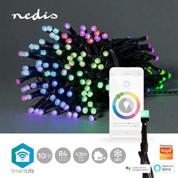 Nedis SmartLife Julbelysning | Sträng | Wi-Fi | RGB | 84 LED\'s | 10.0 m | Android™ / IOS