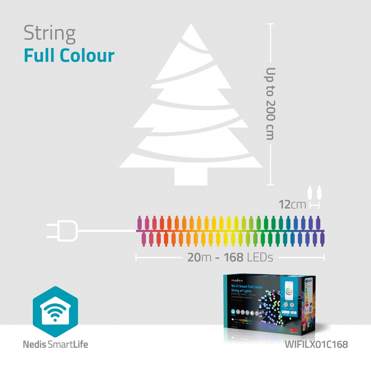 Nedis SmartLife Julbelysning | Sträng | Wi-Fi | RGB | 168 LED\'s | 20.0 m | Android™ / IOS Nedis SmartLife Julbelysning | Sträng | Wi-Fi | RGB | 168 LED\'s | 20.0 m | Android™ / IOS