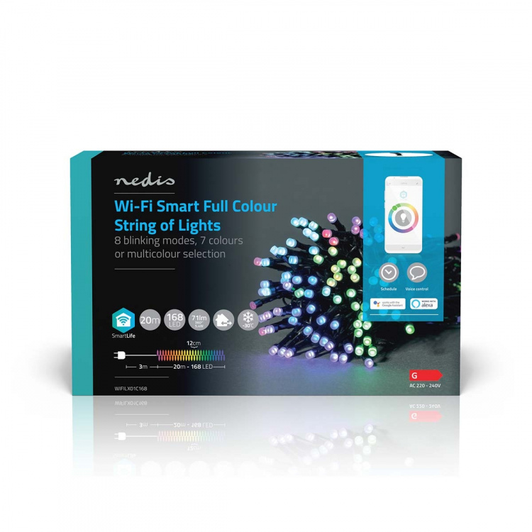 Nedis SmartLife Julbelysning | Sträng | Wi-Fi | RGB | 168 LED\'s | 20.0 m | Android™ / IOS Nedis SmartLife Julbelysning | Sträng | Wi-Fi | RGB | 168 LED\'s | 20.0 m | Android™ / IOS