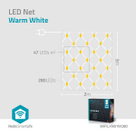 Nedis SmartLife Julbelysning | Netto | Wi-Fi | Varm Vit | 280 LED\'s | 3.00 m | 3 x 2 m | Android™ / IOS