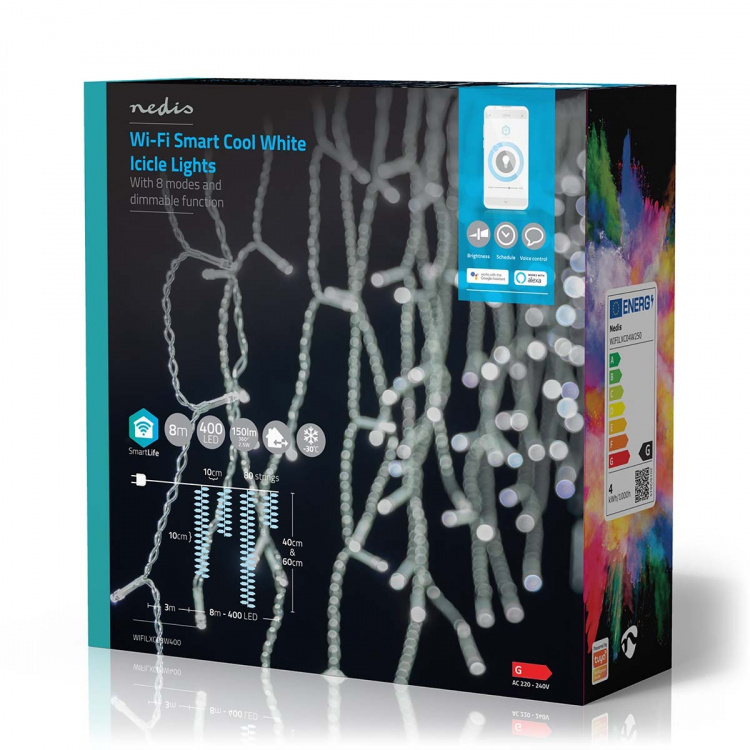 Nedis SmartLife Julbelysning | Istapp | Wi-Fi | Kall Vit | 400 LED\'s | 8.00 m | Android™ / IOS