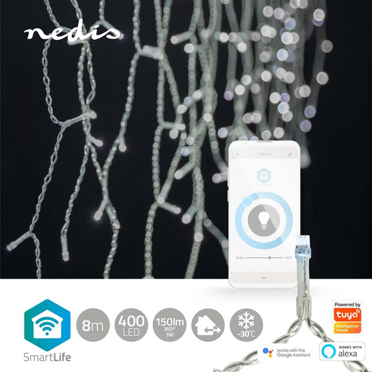 Nedis SmartLife Julbelysning | Istapp | Wi-Fi | Kall Vit | 400 LED\'s | 8.00 m | Android™ / IOS