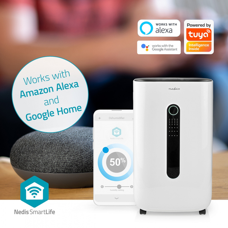 Nedis SmartLife Avfuktare | Wi-Fi | 20 l/Dag | Avfuktning / Kontinuerlig / Torr tvätt / Ventilation | Android™ / IOS | Justerbar hygrostat | 195 m³/h
