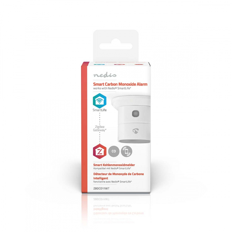 Nedis SmartLife CO Detector | Zigbee 3.0 | Batteridriven | Givarlivscykel: 10 år | EN 50291 | Android™ / IOS | Med testknapp | 85 dB | Vit