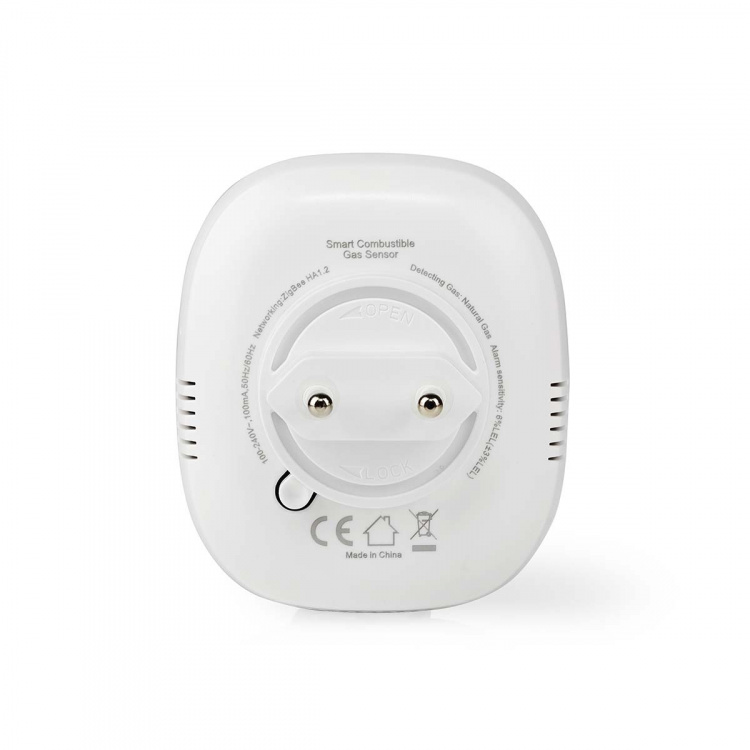 Nedis SmartLife Gasdetektor | Zigbee 3.0 | Strömadapter | Givarlivscykel: 5 år | EN 50194-1:2009 | Android™ / IOS | Med testknapp | 75 dB | Vit
