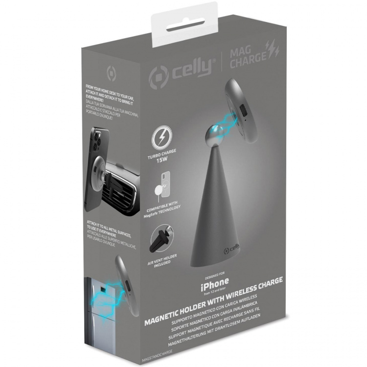 Celly MAGSTAND 3-i-1-laddställ Trådlös MagSafe 15W