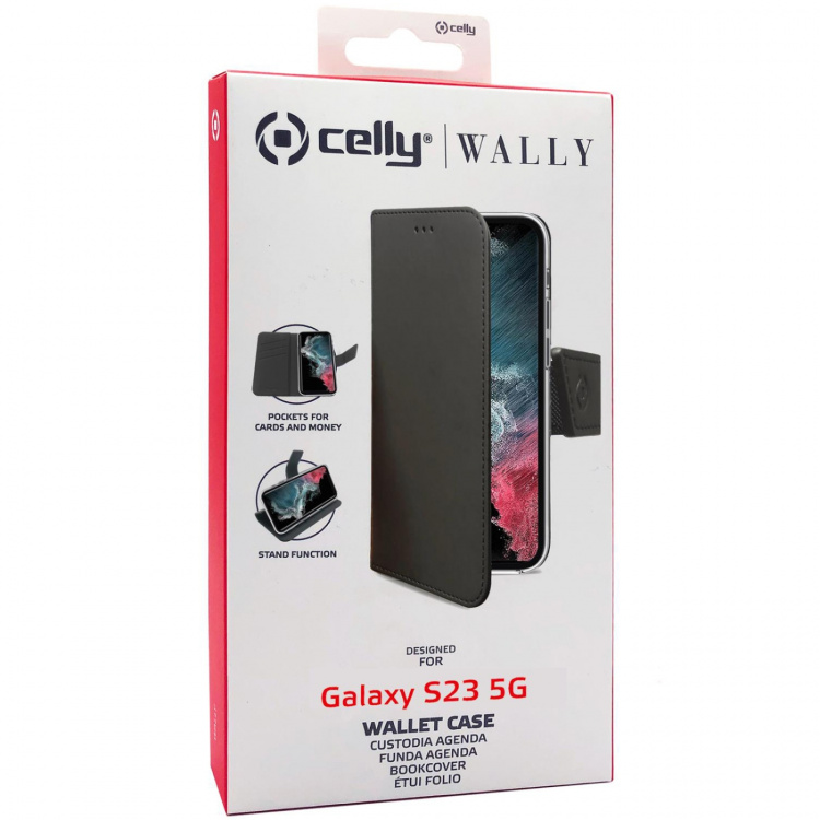Celly Wallet Case Galaxy S23 5G Svart