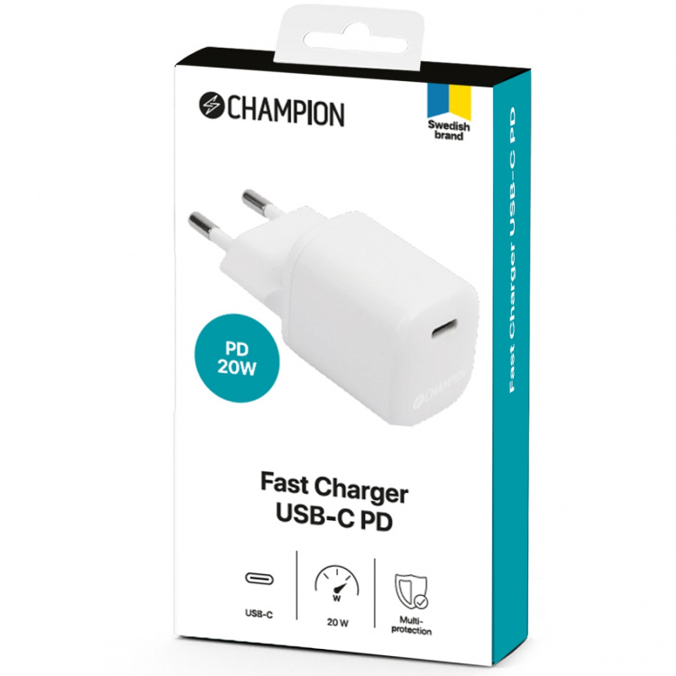 Champion Laddare 20W PD Vit Champion Laddare 20W PD Vit