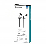 Champion USB-A till Lightning, USB-C och Micro-USB 1,5m Svart