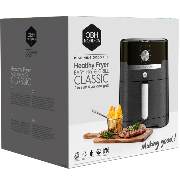 OBH Nordica Easy Fry & Grill Classic 2in1 Black 1550Watt OBH Nordica Easy Fry & Grill Classic 2in1 Black 1550Watt