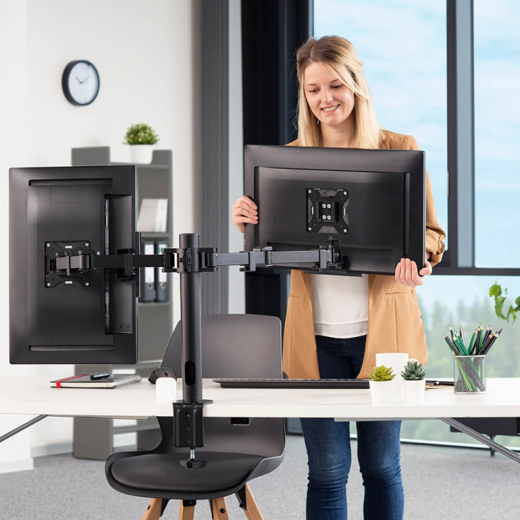 Hama Monitorfäste För Två Bildskärmar 13