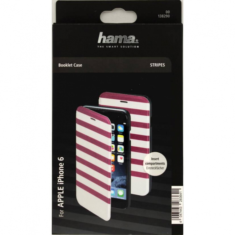 Hama Mobilfodral Stripe Rosa/Vit - iPhone 6/6S