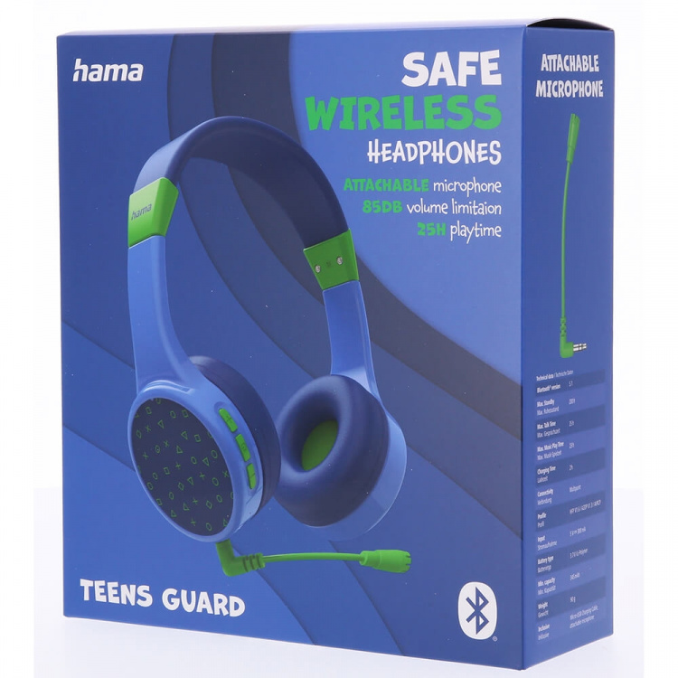 Hama Hörlur Teens Guard On-Ear Trådlös 85dB Blå