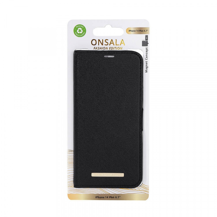 Onsala Mobilfodral Eco 2 Kortfack Midnight Black - iPhone 14 Plus