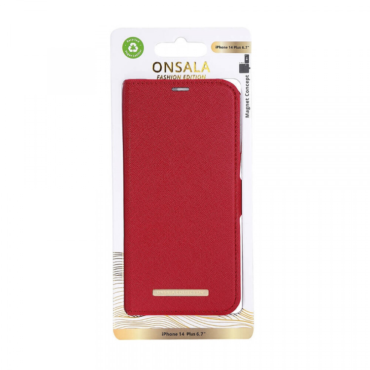 Onsala Mobilfodral Eco 2 Kortfack Red - iPhone 14 Plus