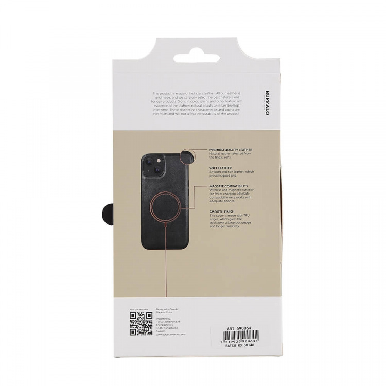 Buffalo Mobilskal Läder MagSeries Svart - iPhone 13/14