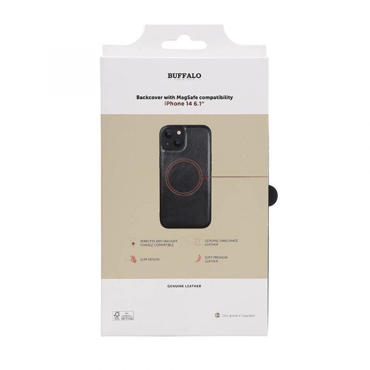 Buffalo Mobilskal Läder MagSeries Svart - iPhone 13/14