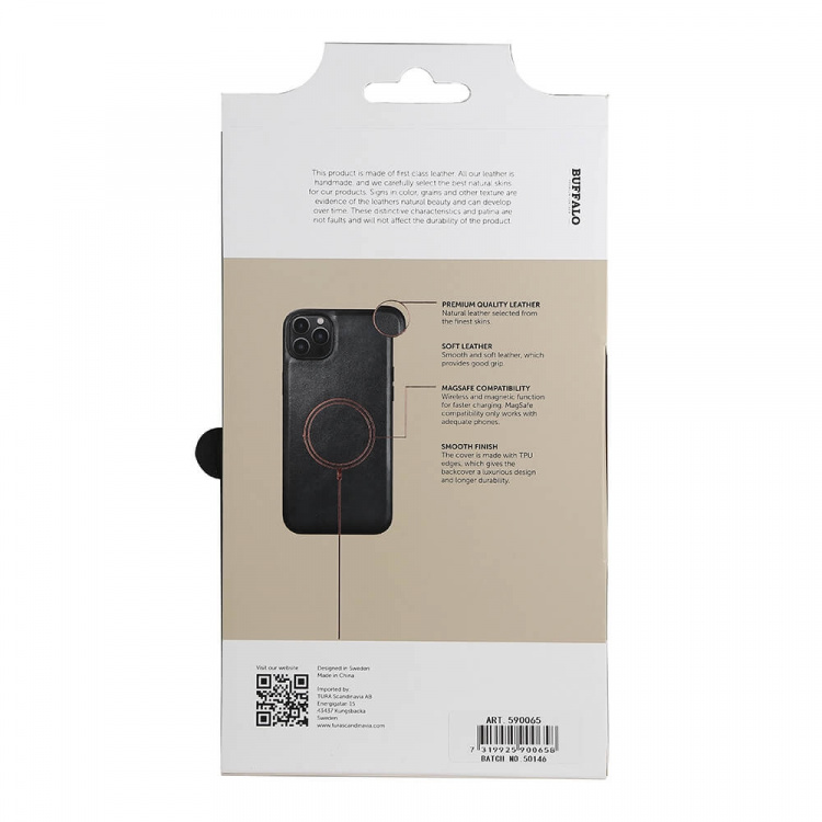 Buffalo Mobilskal Läder MagSeries Svart - iPhone 14 Plus Buffalo Mobilskal Läder MagSeries Svart - iPhone 14 Plus