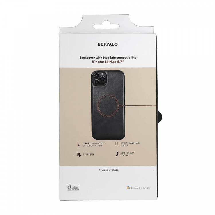 Buffalo Mobilskal Läder MagSeries Svart - iPhone 14 Plus Buffalo Mobilskal Läder MagSeries Svart - iPhone 14 Plus