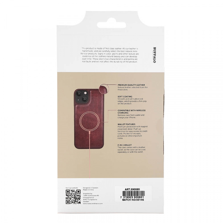 Buffalo Mobilfodral 2-i-1 3 Kortfack Brun - iPhone 13/14/15