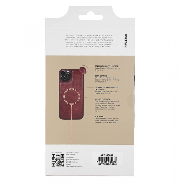 Buffalo Mobilfodral 2-i-1 3 Kortfack Brun - iPhone 14 Plus