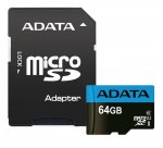 adata 64GB MicroSDXC card w/ SD Adapter, UHS-I, Class 10, A1, blue