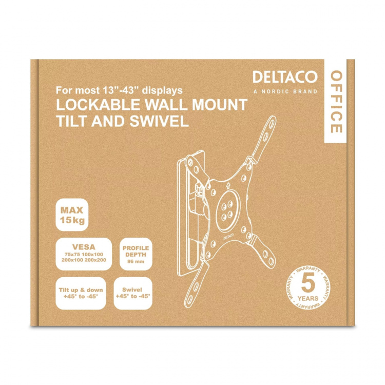 Deltaco TV/monitor wall mount Rvs/motorhomes turn tilt 13 