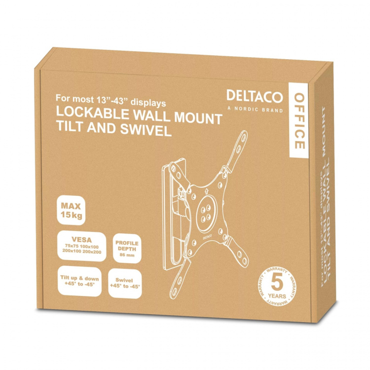 Deltaco TV/monitor wall mount Rvs/motorhomes turn tilt 13 