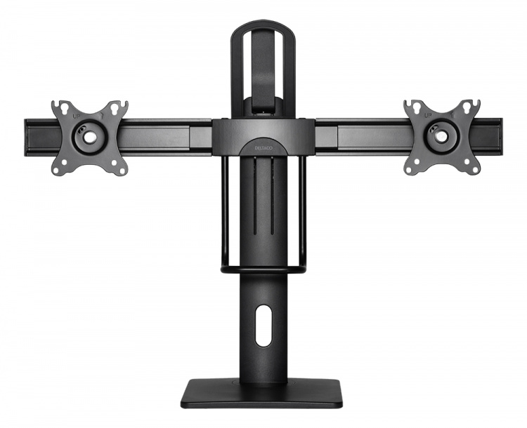 DELTACO OFFICE Höjdjusterbart skrivbordstativ med roterbar bas för 2-monitorer, 17-27