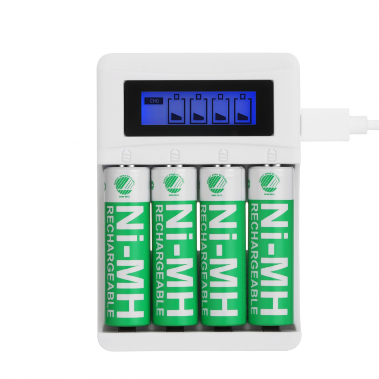 DELTACO Ultimate Ni-Mh USB laddare med 4 x AA batterier DELTACO Ultimate Ni-Mh USB laddare med 4 x AA batterier