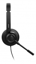 DELTACO Office USB stereoheadset, volymkontroll, brusreducerande mikrofon, svart