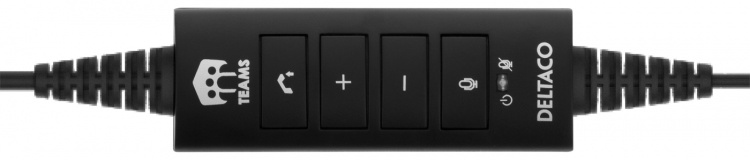 DELTACO Office USB stereoheadset, Teams och Webex-kompatibelt, volymkontroll, brusreducerande mikrofon, svart