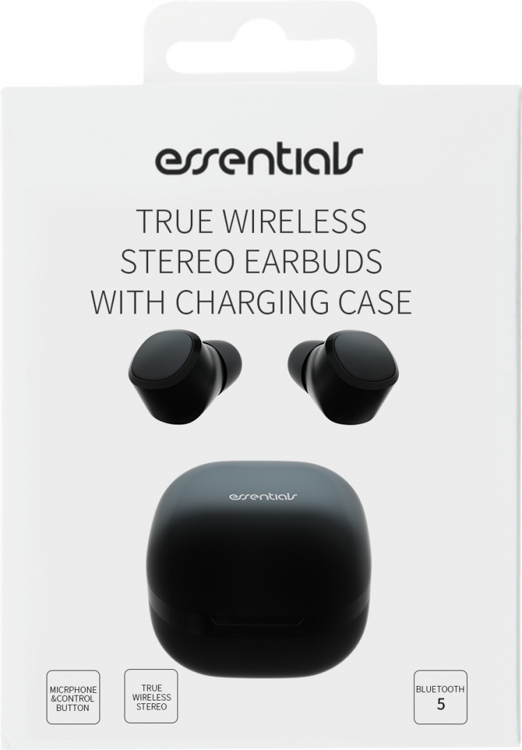 Essentials True Wireless Stereo in-ear, IPX6, dual earbuds, Svart Essentials True Wireless Stereo in-ear, IPX6, dual earbuds, Svart