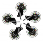 DELTACO GAMING Hjul till Gamingstol med LED-ljus, 5-pack