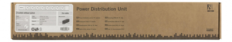 Deltaco Power strip, 8xCEE 7/3, 1xCEE 7/7, 2m, cable, white