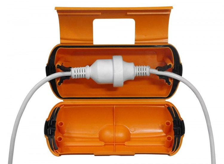 DELTACO Skyddsbox för förlängningskablar, Vattentät IP44, orange