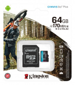 kingston 64GB microSDXC Canvas Go Plus 170R A2 U3 V30 Card + ADP
