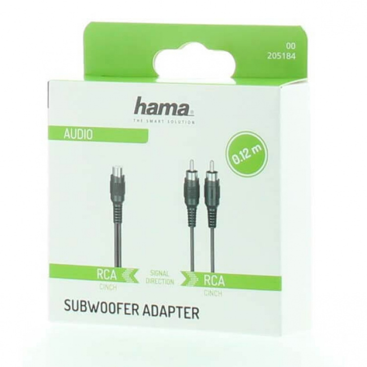 Hama Adapter Audio Subwoofer 2x RCA-kontakter till RCA-uttag