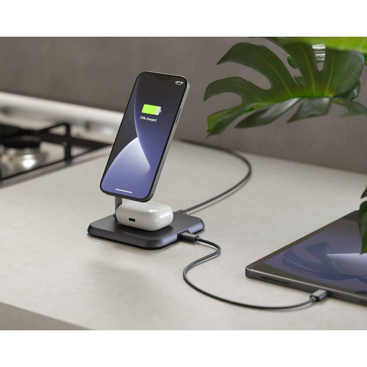 Zens Trådlös Laddare 3in1 Alu 10W Qi Fast Charge Svart