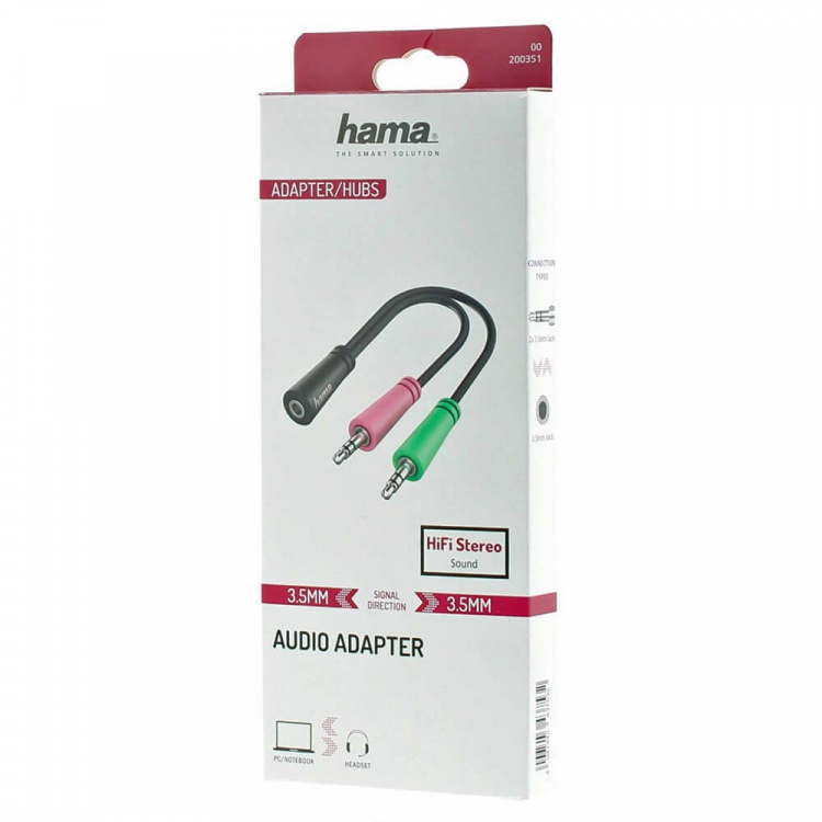 Hama Adapter Audio 3.5 Hona till 2x 3.5 Hane