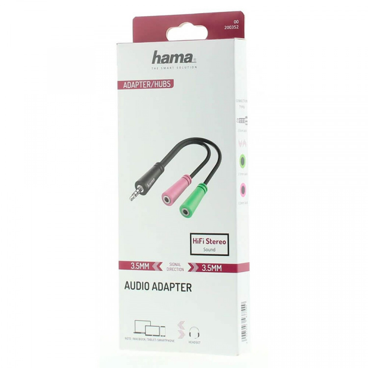Hama Adapter Audio 3.5 Hane till 2x 3.5 Hona 0.15m