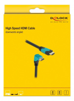 Delock High Speed HDMI kabel hane rak till hane 90° nedåtvinklad 48 Gbps 8K 60 Hz 3m, svart