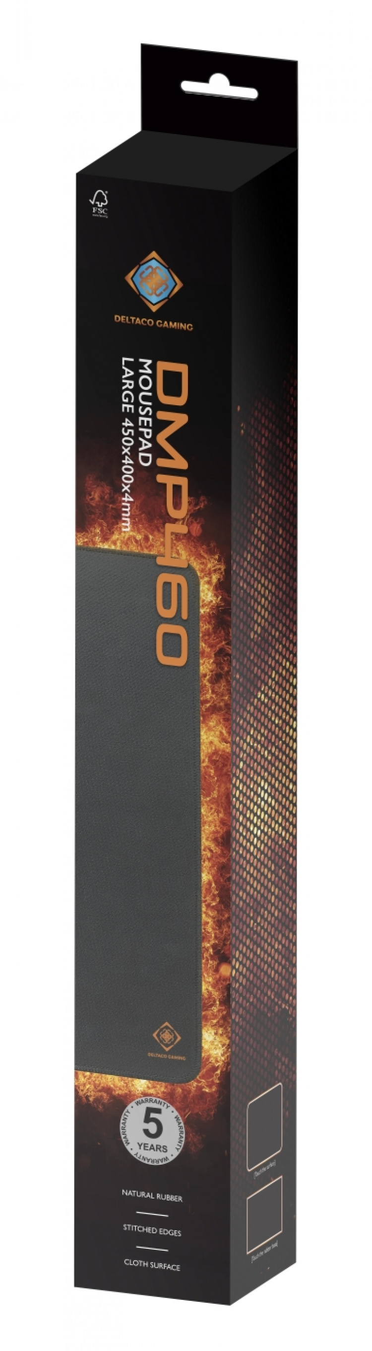 DELTACO GAMING DMP460 L Mousepad, 450x400, sydda kanter, svart