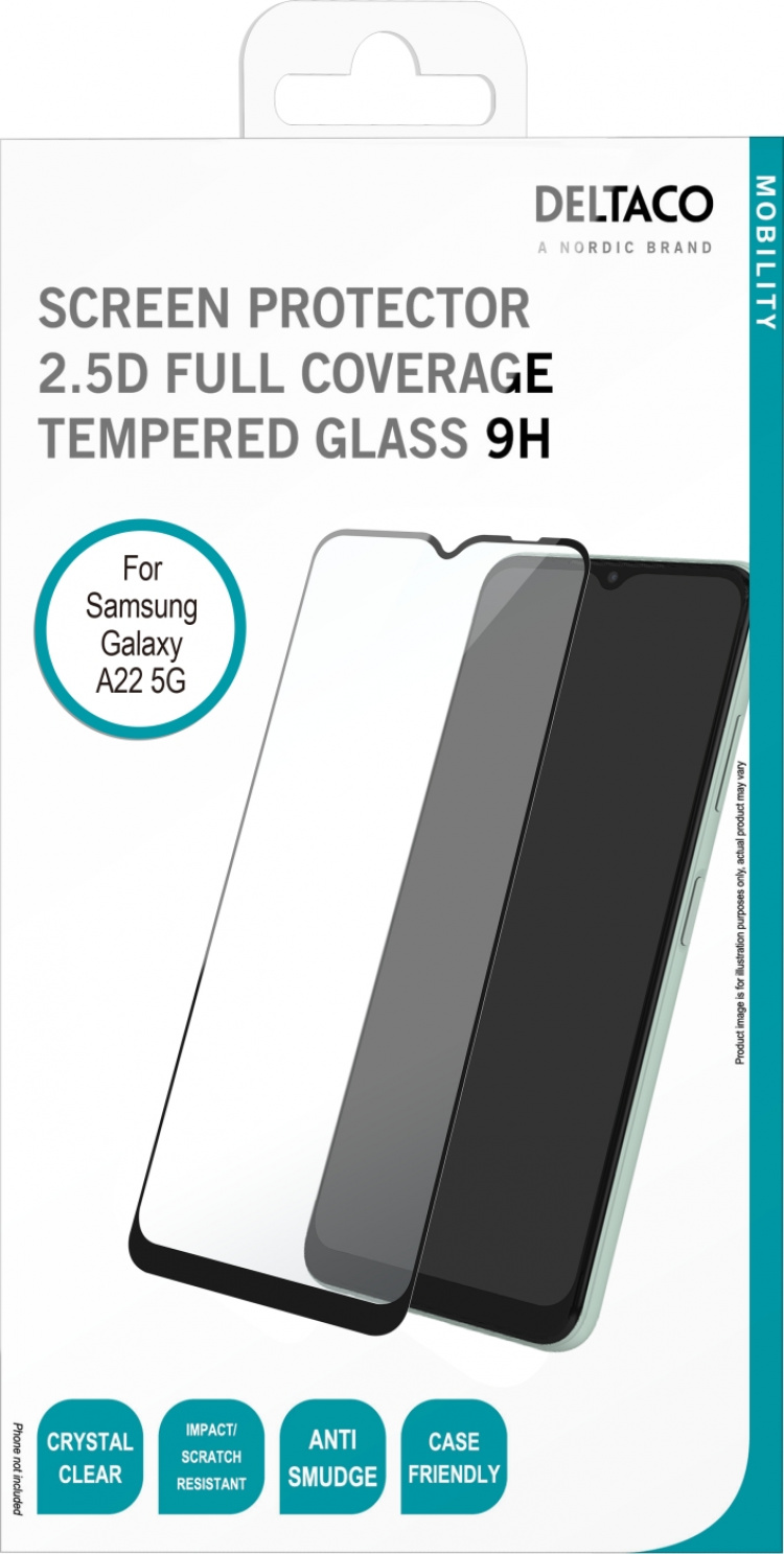 DELTACO skärmskydd för Samsung Galaxy A22, 2,5D härdat glas, 9H hårdhet