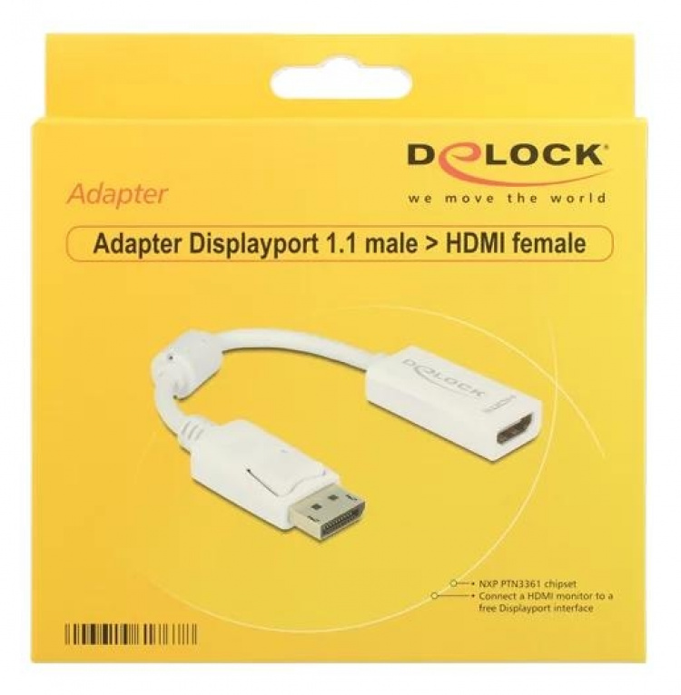 DeLOCK Adapter Displayport 1.1 male to HDMI female, passive, white